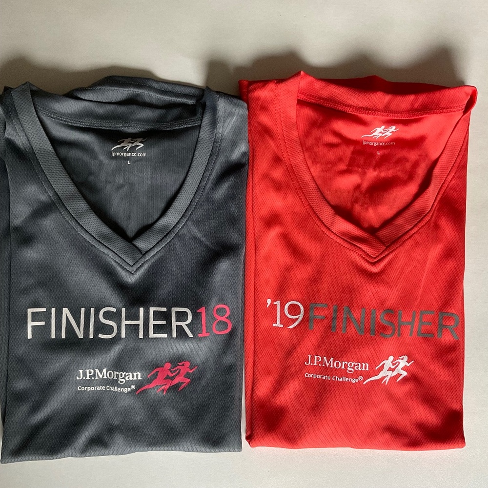 JP Morgan Corporate Challenge Finisher large jersey gray & peach